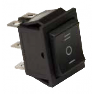 Interruptor rectangular tres posiciones tecla negra 16 Amp 250V